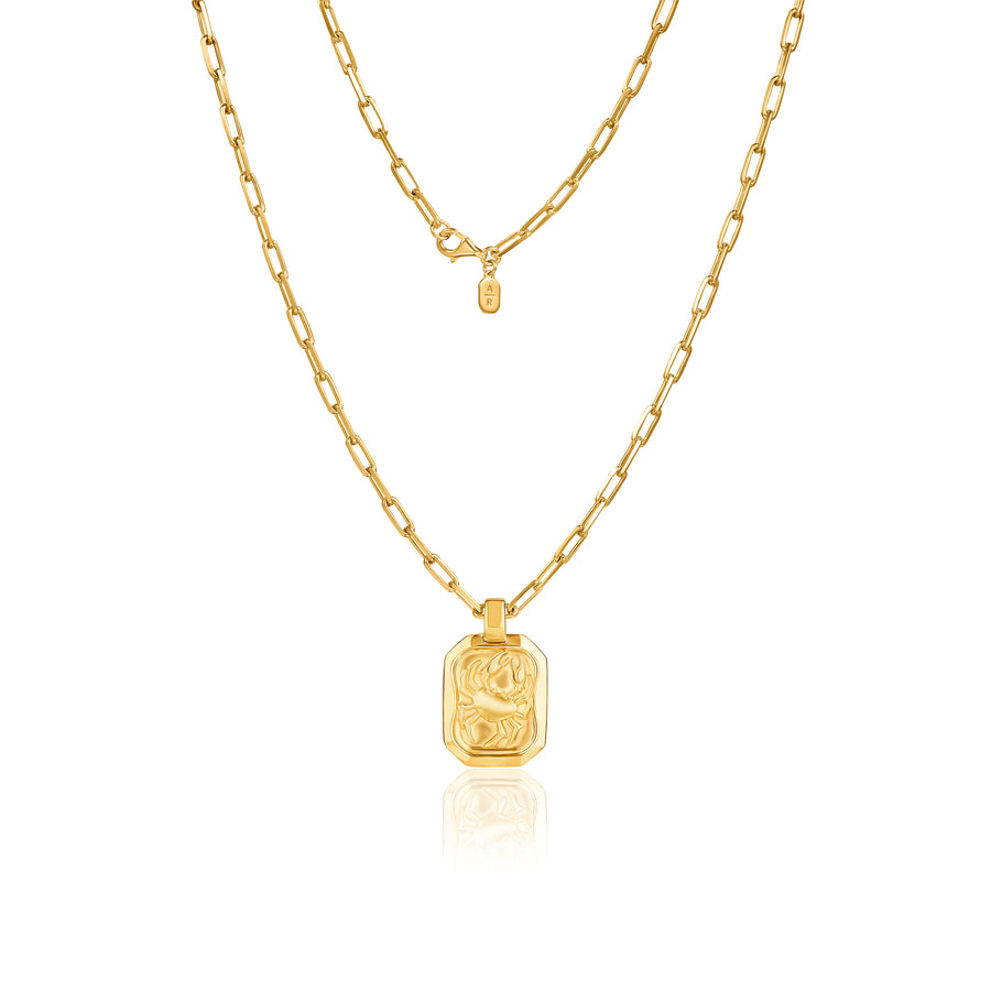 Cancer Pendant Zodiac Birthsone Necklace in Gold