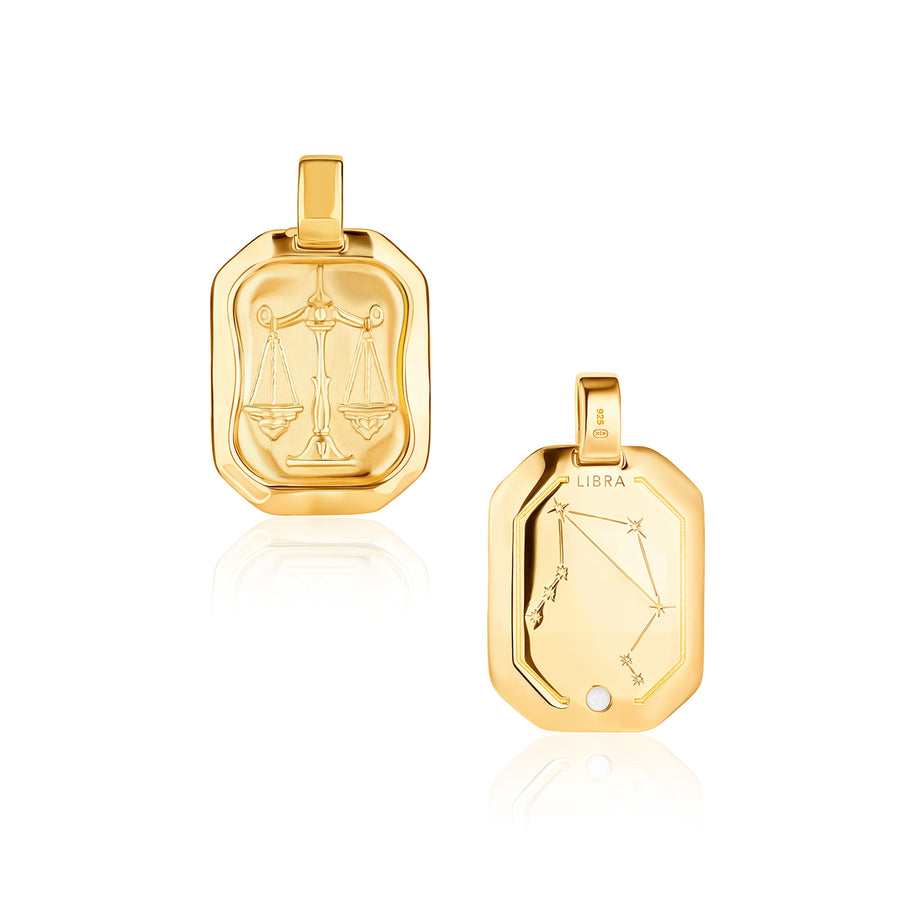 Libra Pendant Zodiac Birthstone Necklace in Gold