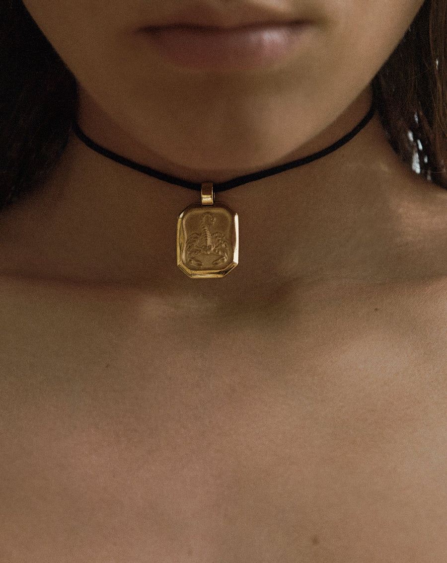 Scorpio Pendant Zodiac Birthstone Necklace in Gold