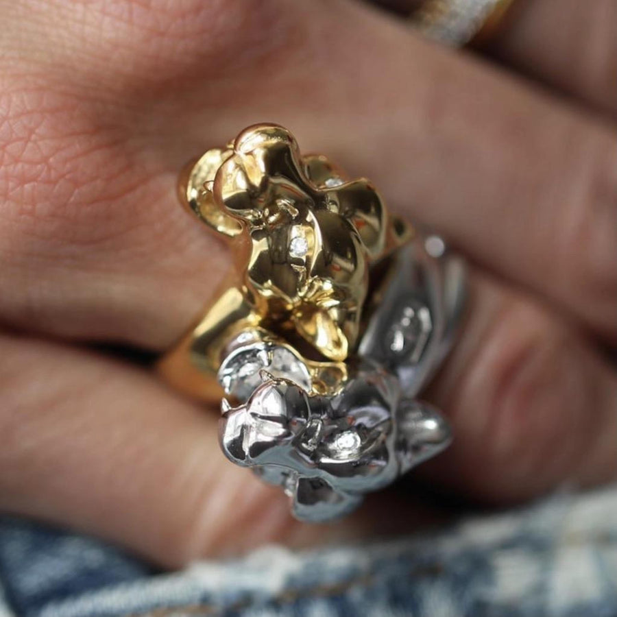 Leopard Ring with Diamond Eyes